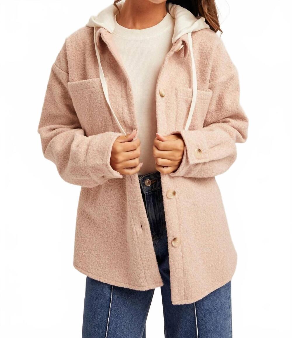NEW HEM & THREAD oversized hooded shacket in blush pink